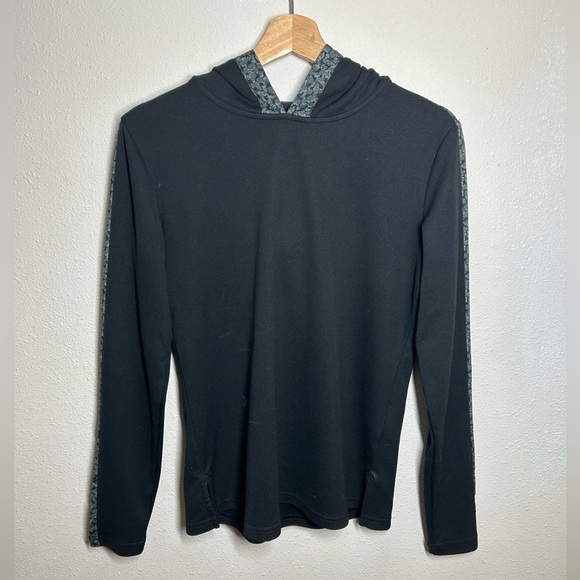 FootJoy Golf Spot Print Trim Hoodie Black Lightweight Shirt Small - Picture 2 of 8